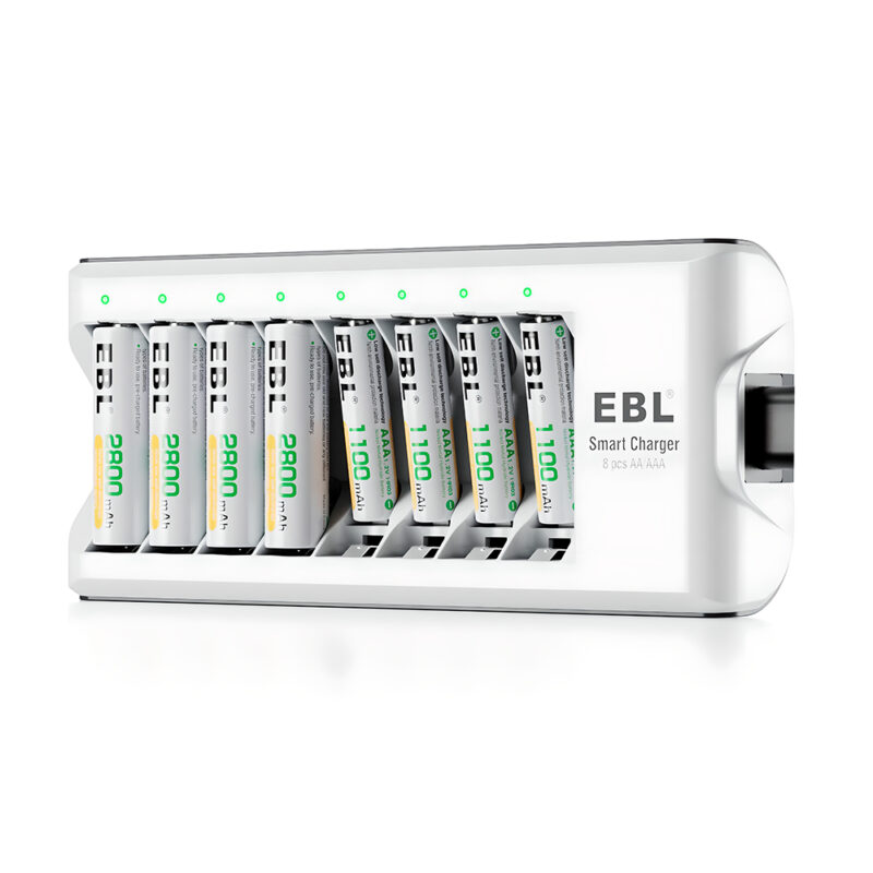 Carregador Pilhas EBL 8 Slots AA AAA Carga Rápida