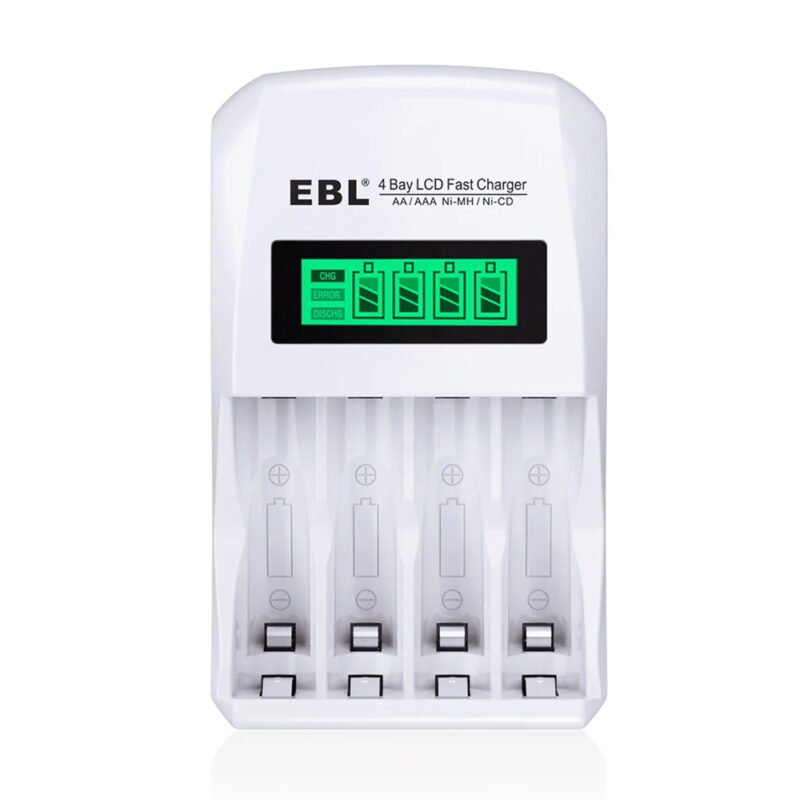 Carregador De Pilhas EBL 4 Slots AA AAA Com Tela Lcd