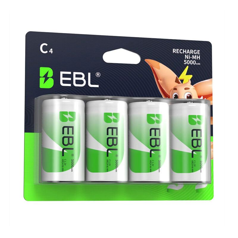 Bateria Recarregável Ebl C 5000mah Ni-mh Kit 4 Unidades