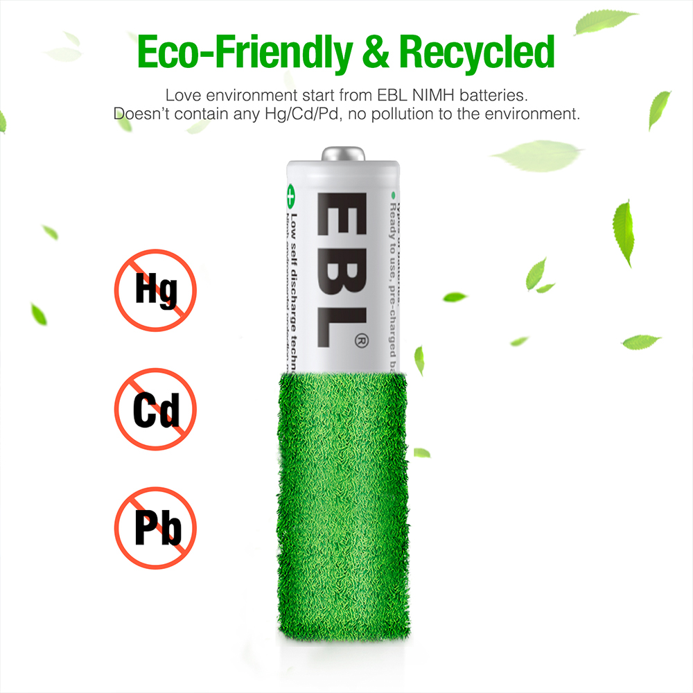 Pilhas AAA Recarregáveis EBL 800mAh Ni-MH 4 Peças