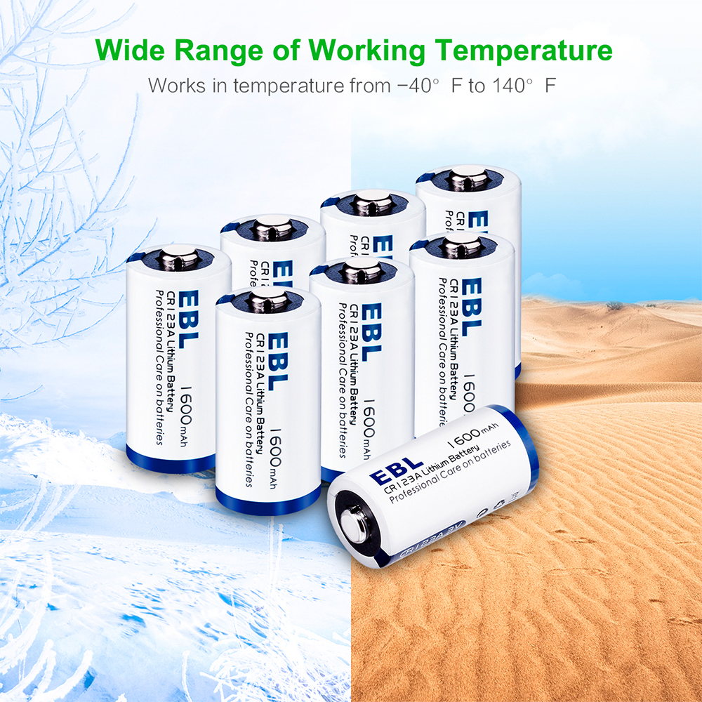 Bateria EBL CR123A Lítio 3V 1600mAh Não Recarregável 4Un