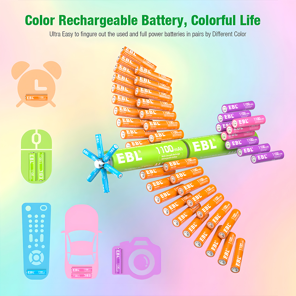 Pilha Recarregável EBL AAA 1100mAh Kit 10 Pilhas Ni-MH