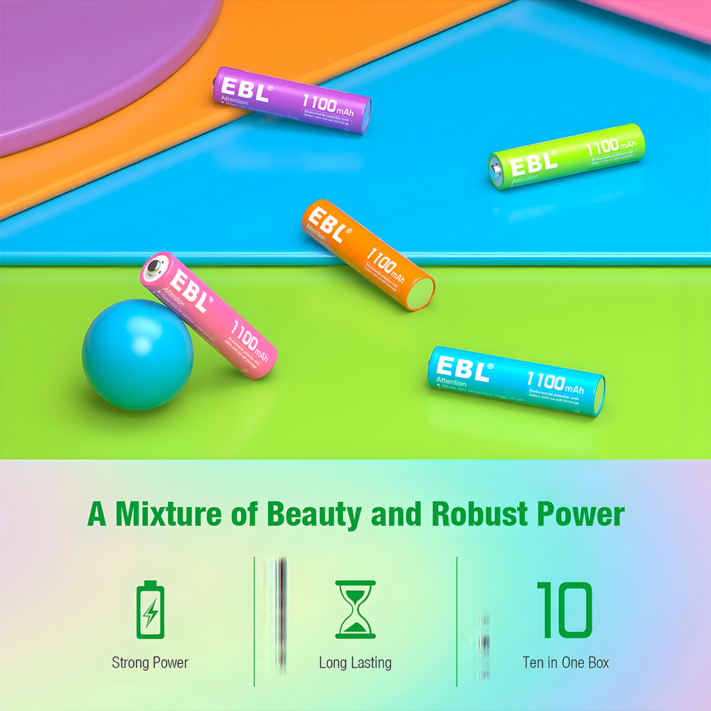 Pilha Recarregável EBL AAA 1100mAh Kit 10 Pilhas Ni-MH