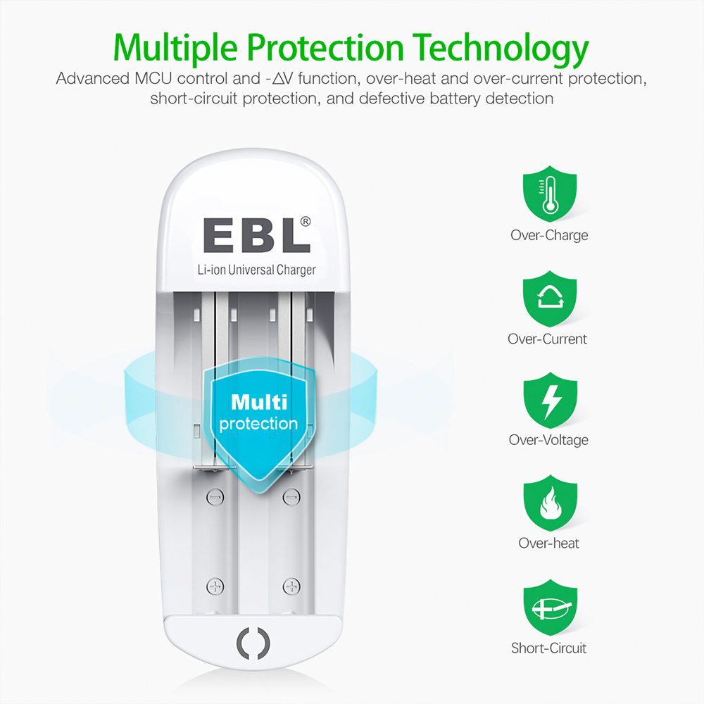 Carregador EBL Ln-6412 Pilha/Bateria Li-ion Recarregável