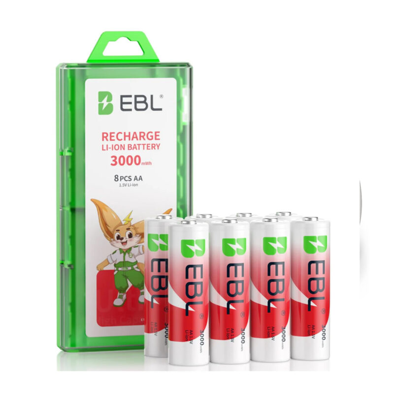 Pilhas Recarregáveis EBL Lithium AA 1.5V 3000mWh 8 Peças