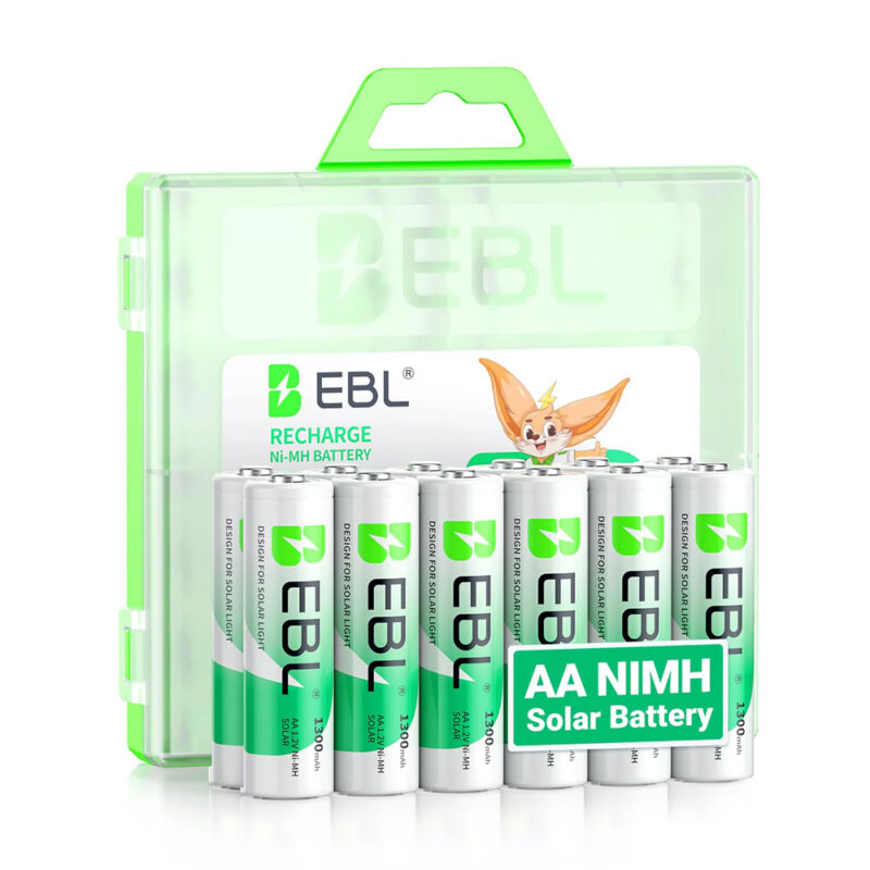 Pilhas Recarregáveis AA EBL 1300mAh Ni-MH p/ Luz Solar