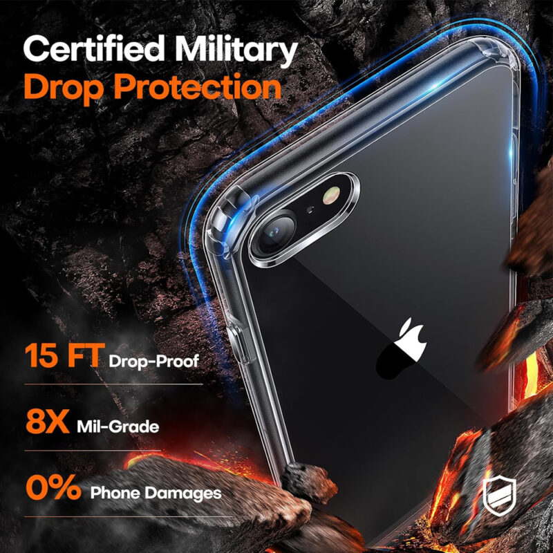 Capa iPhone SE 2022/2020/8/7 Proteção Militar + Película