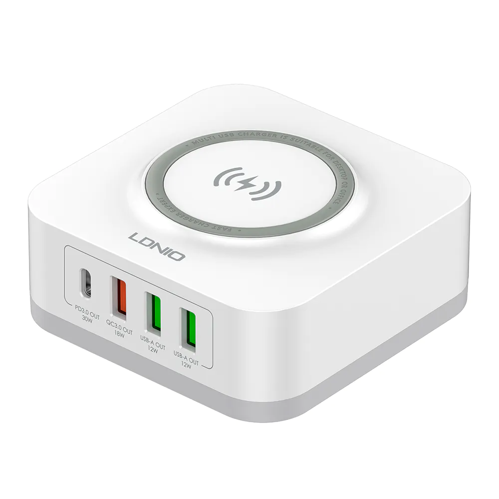 Carregador De Mesa Ldnio 32W Sem Fio Qc3.0 Pd Rápido