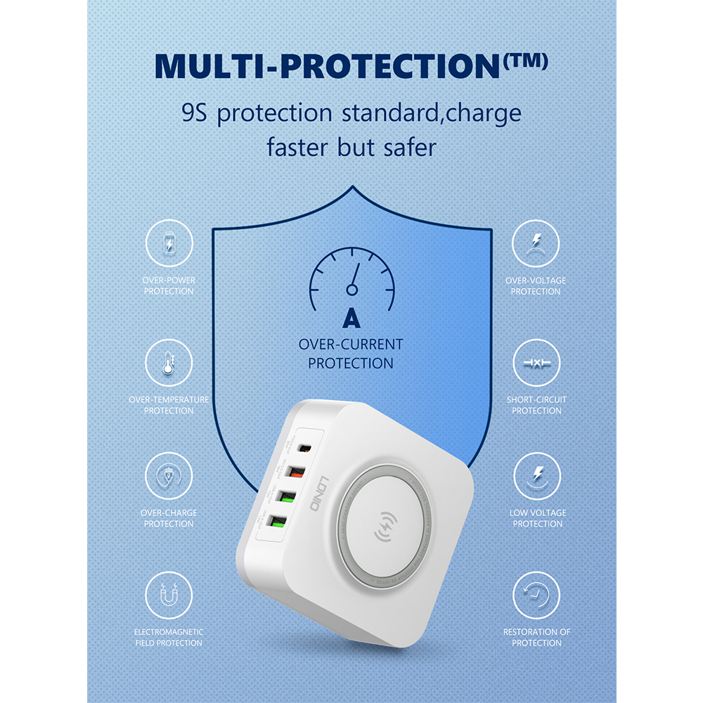 Carregador De Mesa Ldnio 32W Sem Fio Qc3.0 Pd Rápido