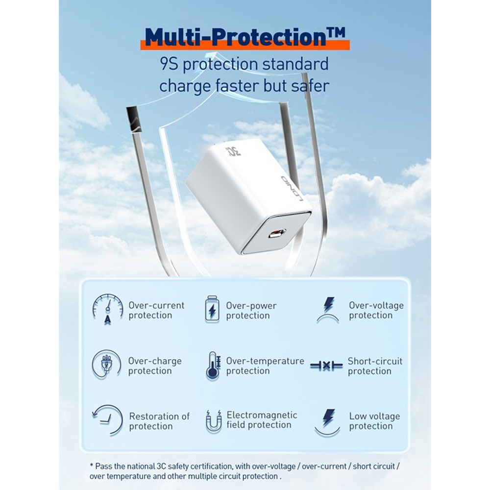 Carregador USB C LDNIO 30W Carga Rápida, Cabo Lightning