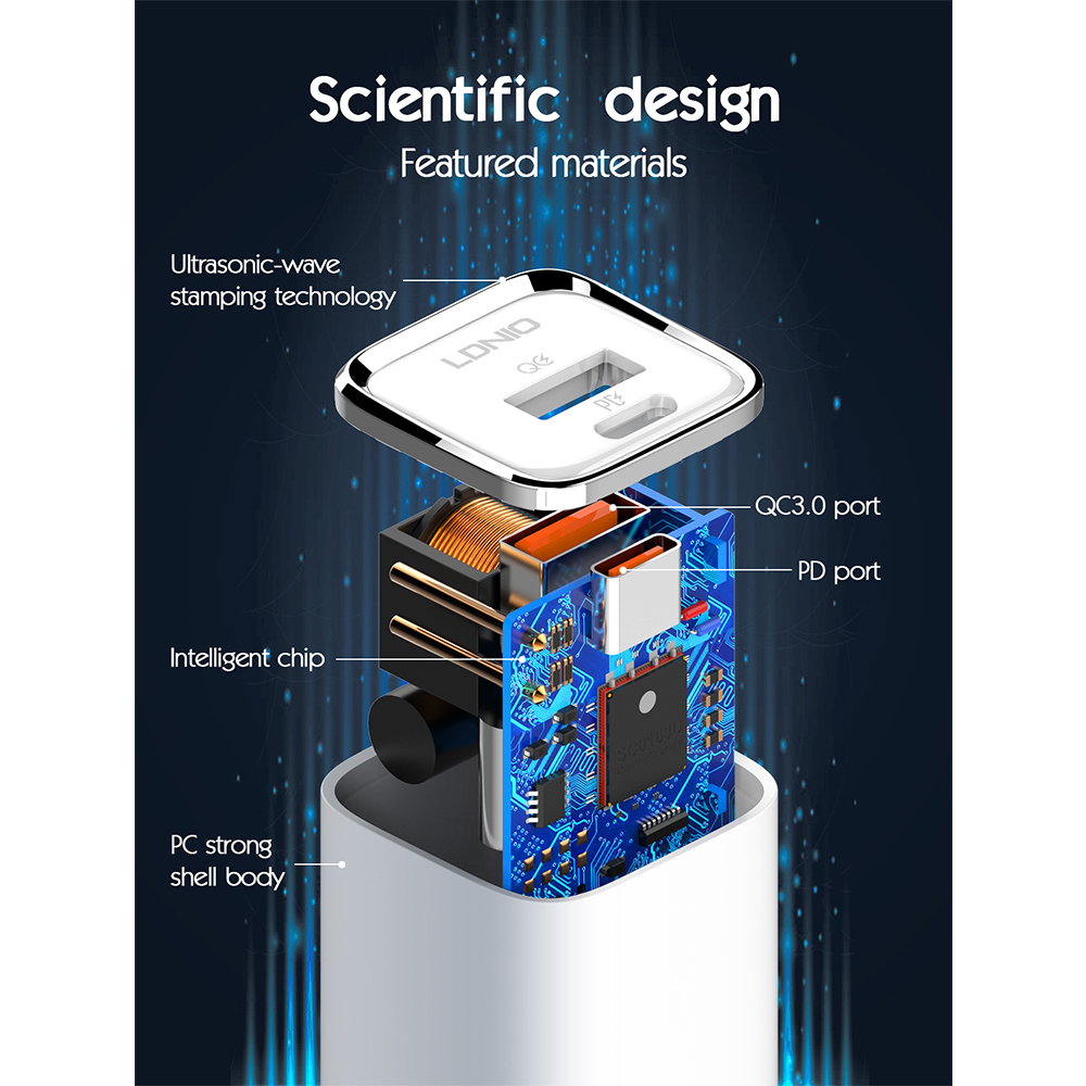 Carregador Usb Ldnio 30W Cabo Lightning PD QC3.0 Branco