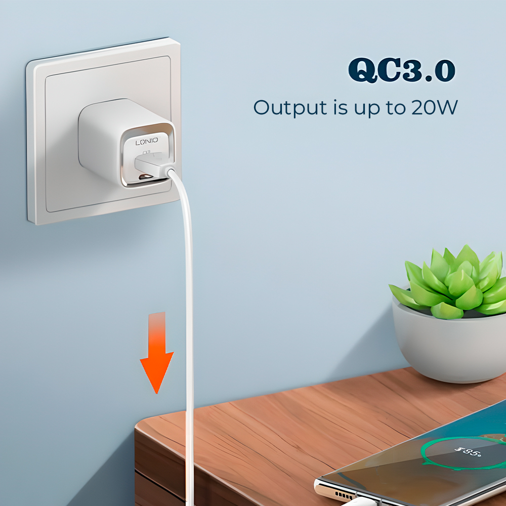 Carregador LDNIO Usb A/C 20W PD QC3.0 Cabo USB-C Branco