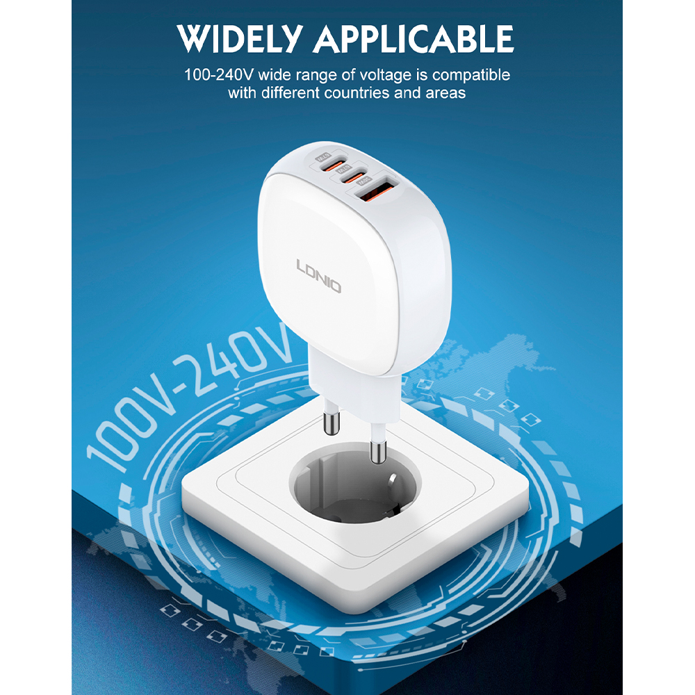 Carregador Parede Usb C LDNIO 67W Super Rápido Cabo USBC