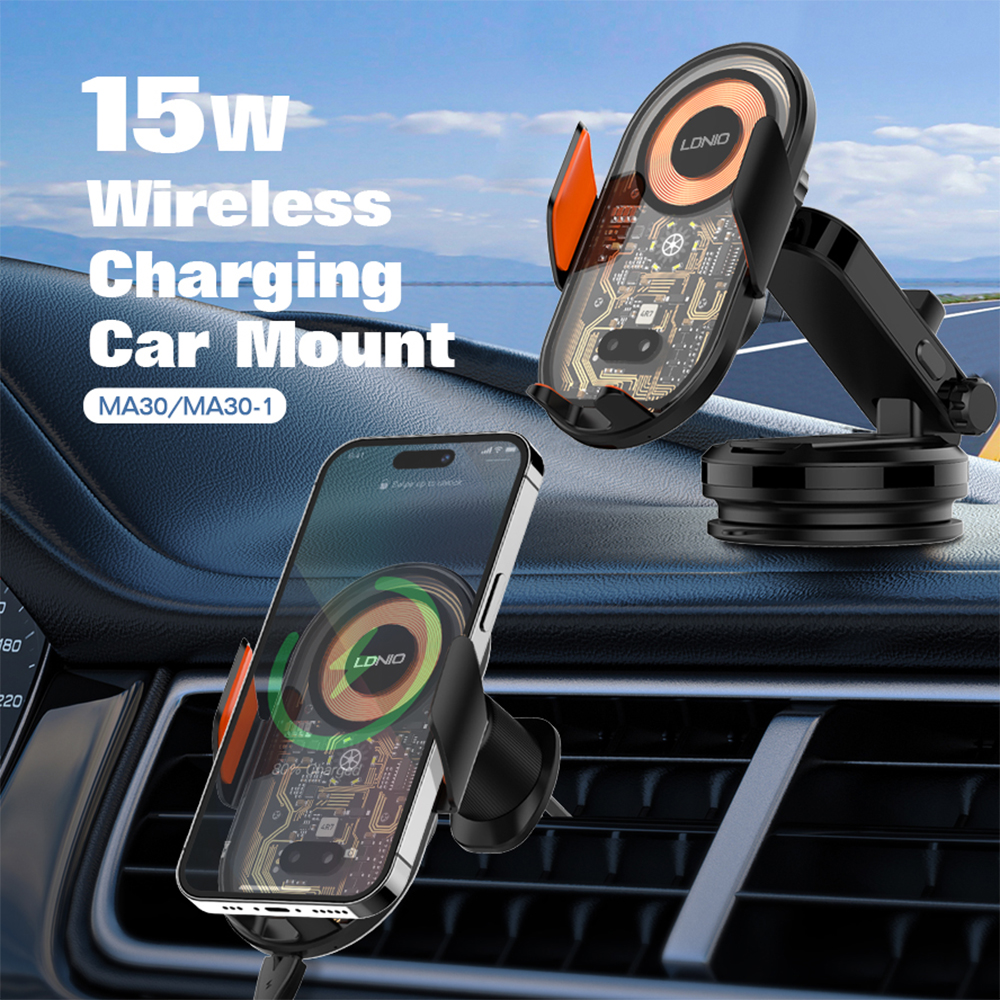 Suporte LDNIO MA30 Magnético Carro Carga 15W Sensor 360°