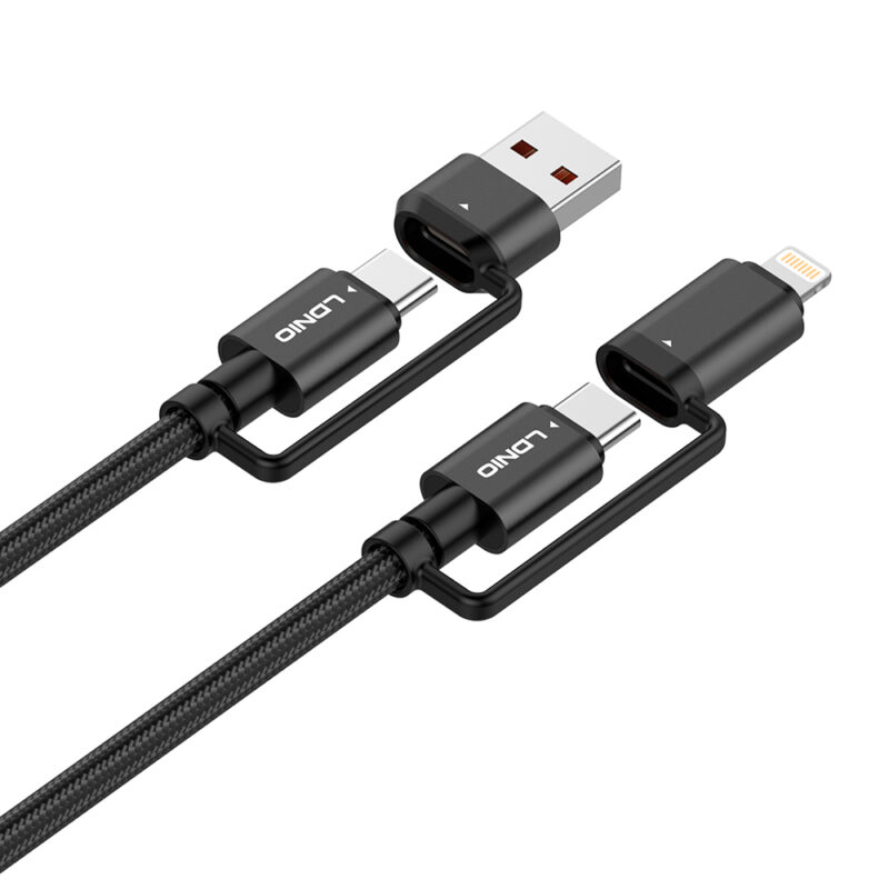 Cabo Ldnio 4 Em 1 Usb-C + Usb-A P/ Lightning Tipo C 1.2M