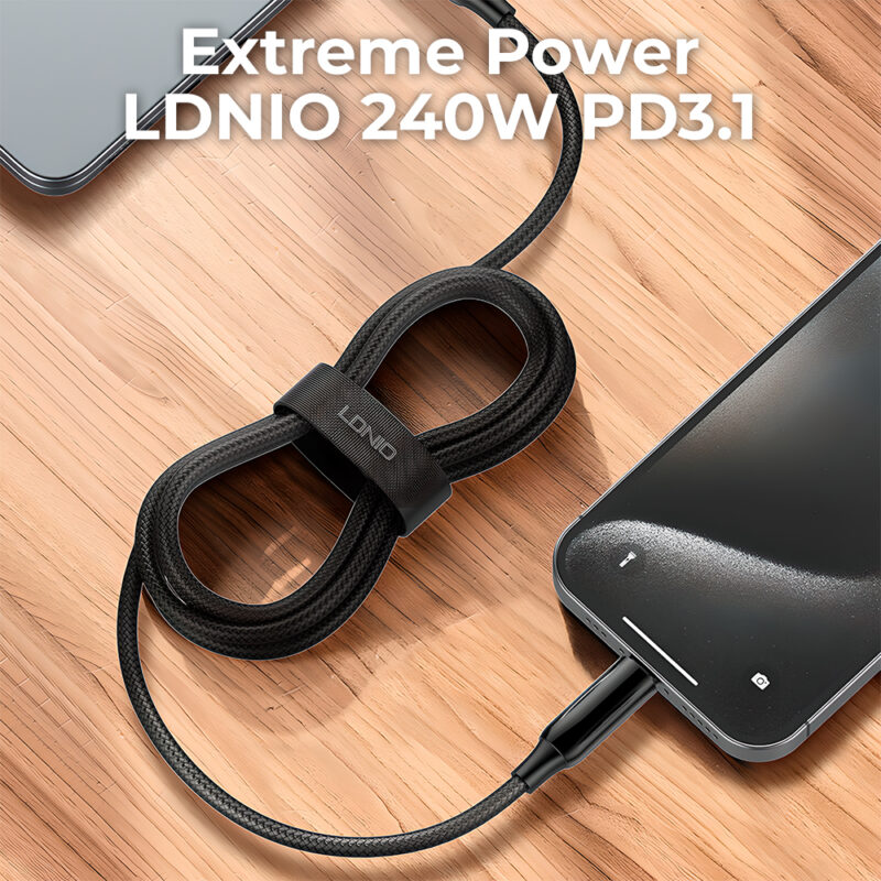 Cabo Usb-C p/Usb C Ldnio 240W Pd3.1 Carga Rápido 1Metro