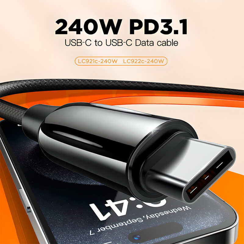 Cabo USB-C p/Usb C Ldnio 240W PD3.1 Carga Rápida 2Metros