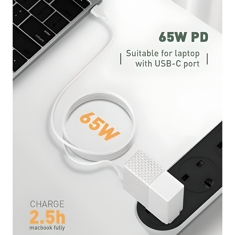Cabo Usb C p/Usb C Macho Ldnio 65W Carga Rápida PD 2M
