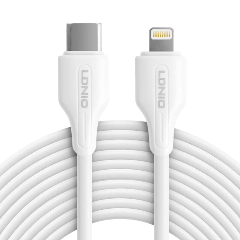 Cabo PD Tipo-C Lightning LDNIO 30W Carga Rápida 1Metro