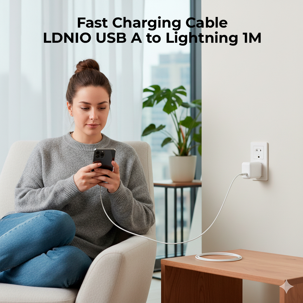Cabo Usb A/Lightning 1M LDNIO Carregamento Rápido iPhone