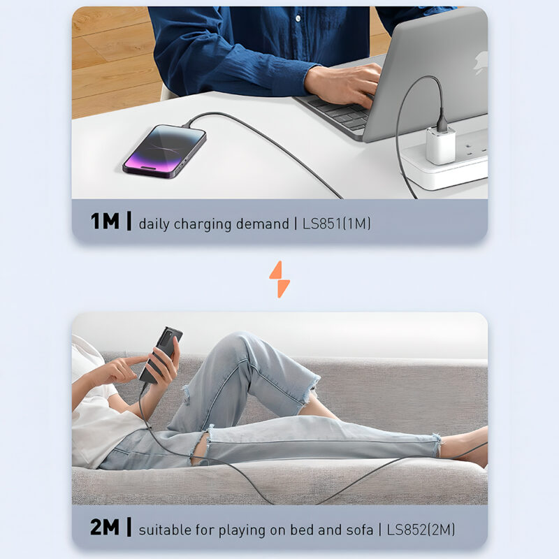 Cabo Usb A p/Lightning Ldnio Carga Rápida 25W 1M Cinza
