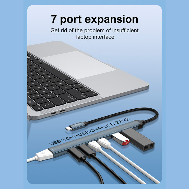 Hub Usb-C Ldnio Ds-87C 7 em 1 Portas Usb 3.0/2.0 4-Usb C