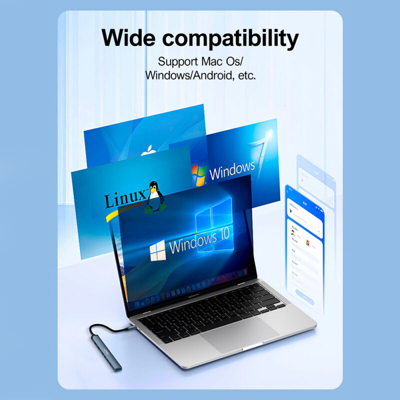 Hub Usb-C Ldnio Ds-87C 7 em 1 Portas Usb 3.0/2.0 4-Usb C