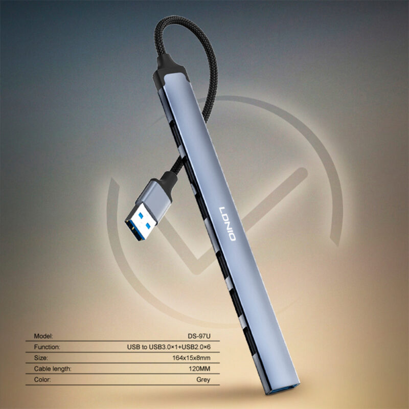 Hub USB-A LDNIO 7 em 1 Portas USB 3.0/2.0 para Notebook