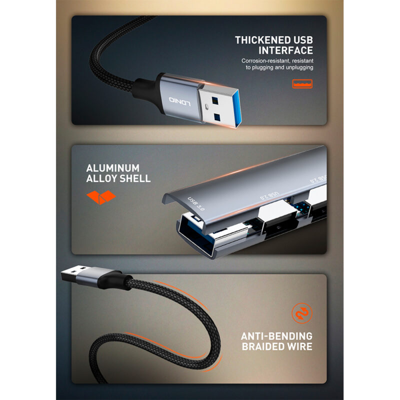 Hub USB-A LDNIO 7 em 1 Portas USB 3.0/2.0 para Notebook