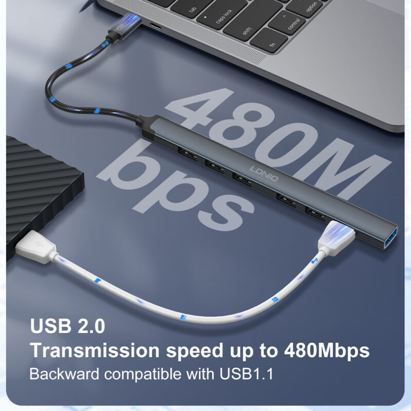 Hub USB-C LDNIO 7 em 1 Portas USB 3.0/2.0 para Notebook