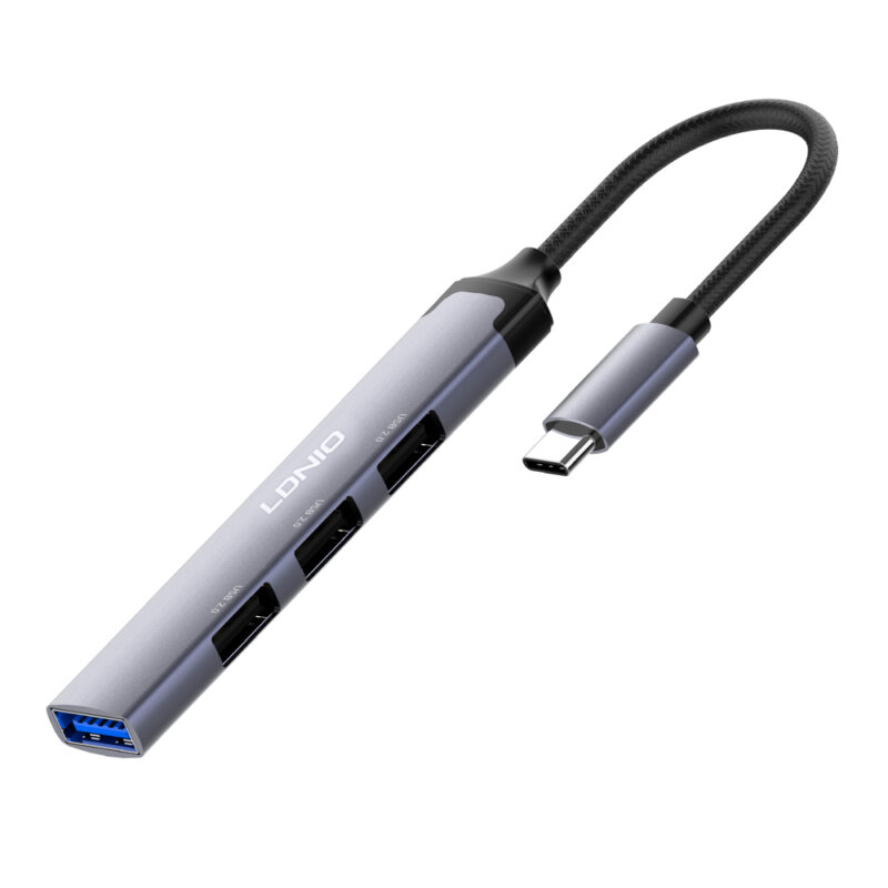 Ldnio Hub Usb C Adaptador 4Porta, Tipo C p/Usb 3.0 e 2.0