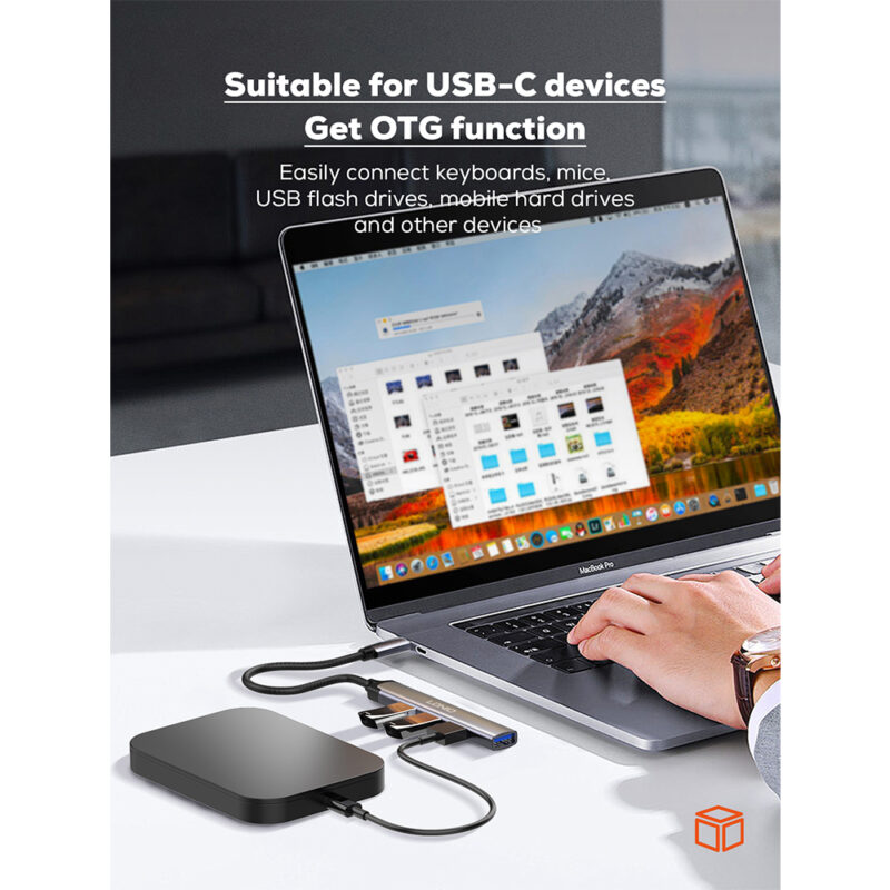 Ldnio Hub Usb C Adaptador 4Porta, Tipo C p/Usb 3.0 e 2.0