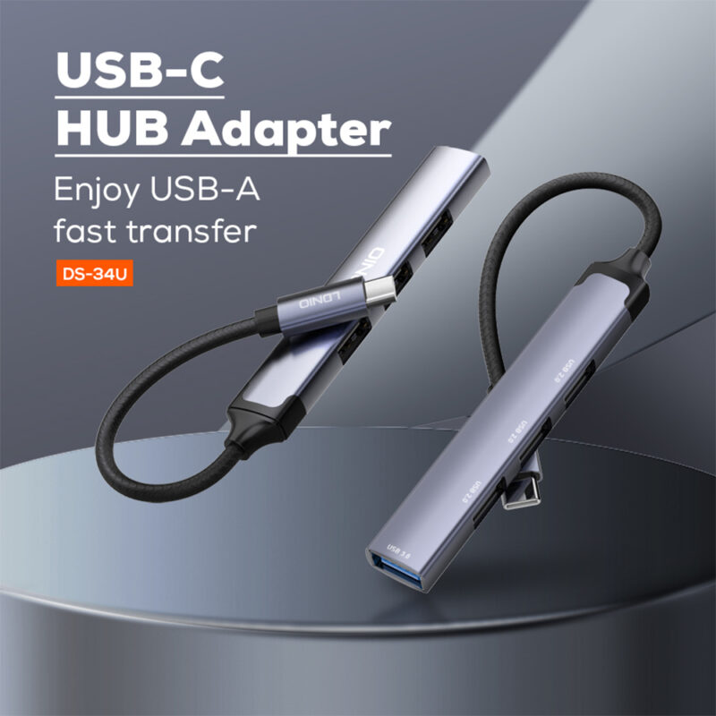 Ldnio Hub Usb C Adaptador 4Porta, Tipo C p/Usb 3.0 e 2.0