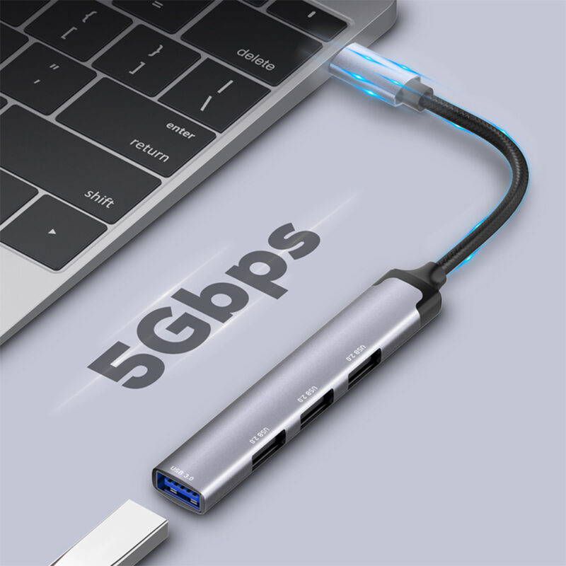 Ldnio Hub Usb C Adaptador 4Porta, Tipo C p/Usb 3.0 e 2.0