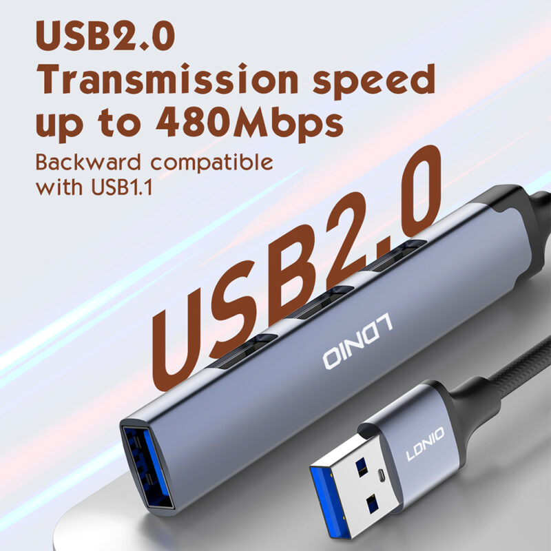 Hub Adaptador USB A Ldnio DS-44U 4 em 1 Portas 3.0 e 2.0