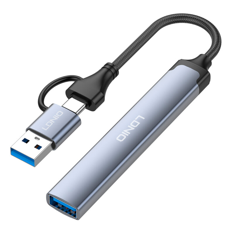 Hub USB-C LDNIO DS-64C 4 em 1 5Gbps Alumínio Cinza