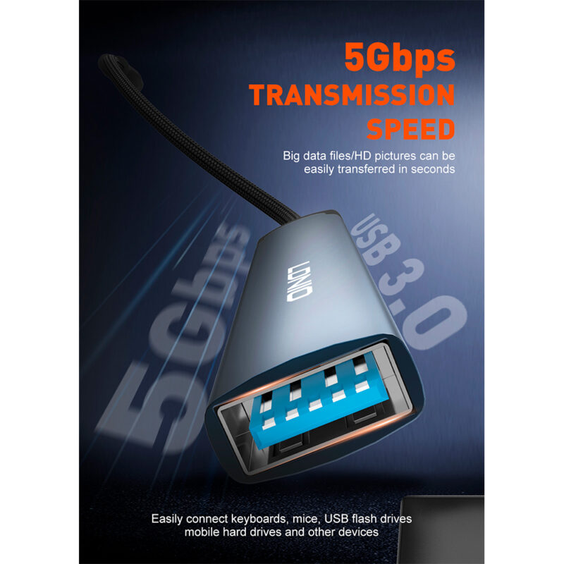 Hub Usb Ldnio USB 3.0 p/Usb C 5Gbps Notebook Alumínio