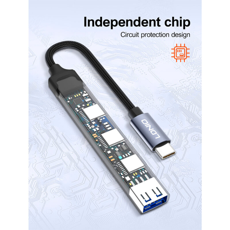 Ldnio Ds-74c Hub Usb-C Multiportas 3 Tipo-C + 1 Usb 3.0