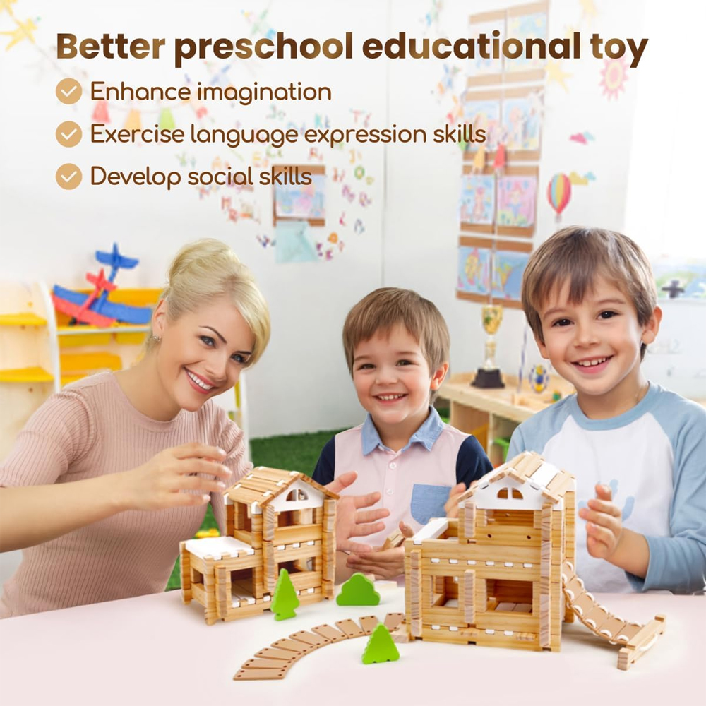 Blocos De Montar Madeira Notchies 96 Peças Educativo