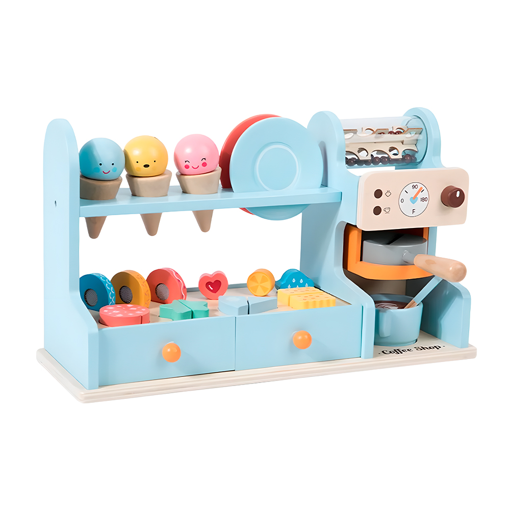 Brinquedo Sorvete Cafeteria Madeira 3 em 1 Faz de Conta