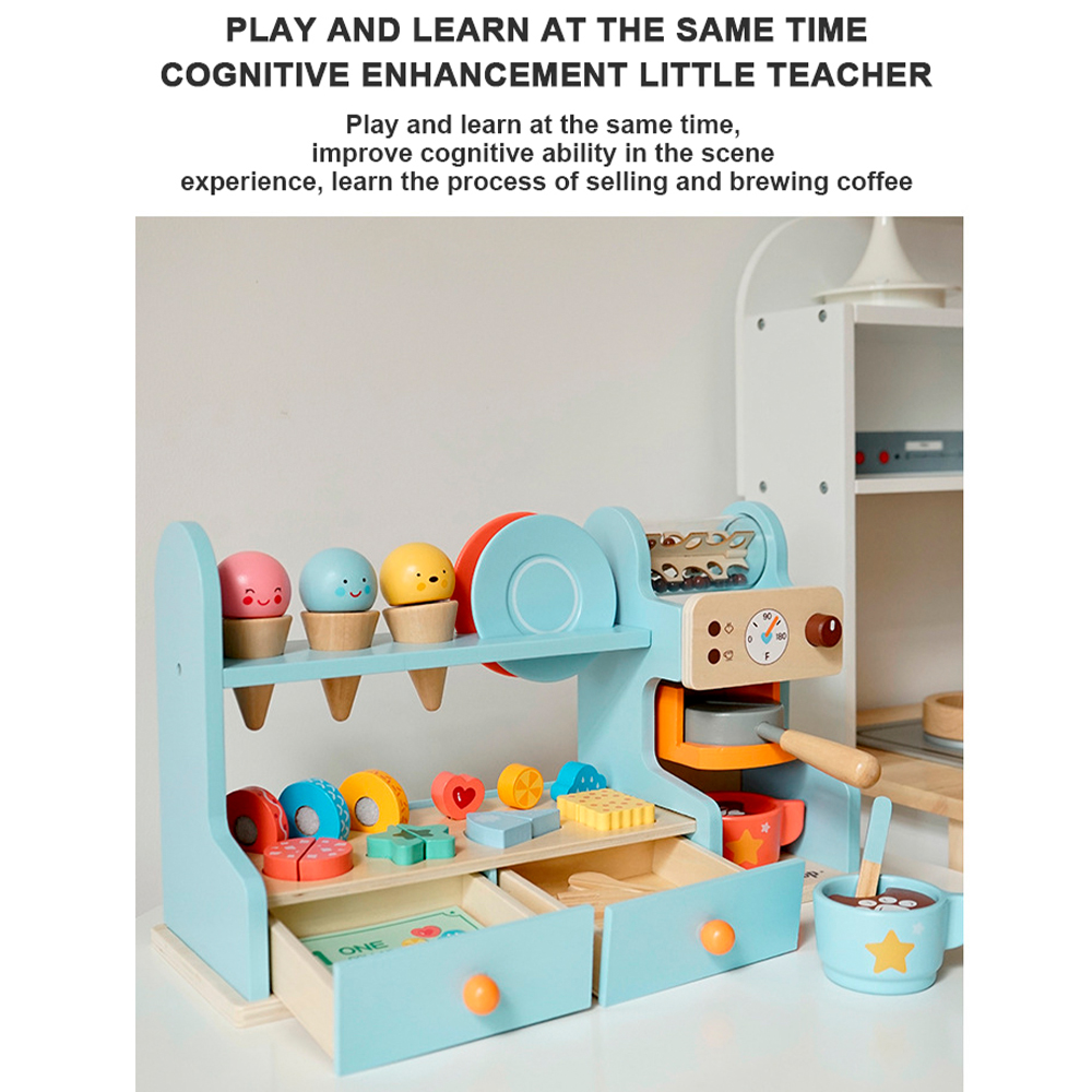 Brinquedo Sorvete Cafeteria Madeira 3 em 1 Faz de Conta