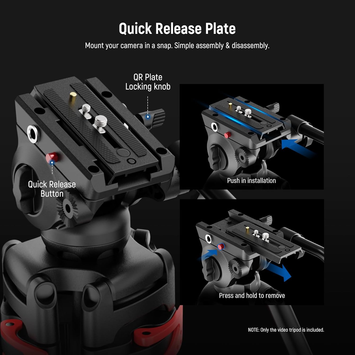 Neewer Tripé De Vídeo Cabeça Fluida Ajustável Gravações