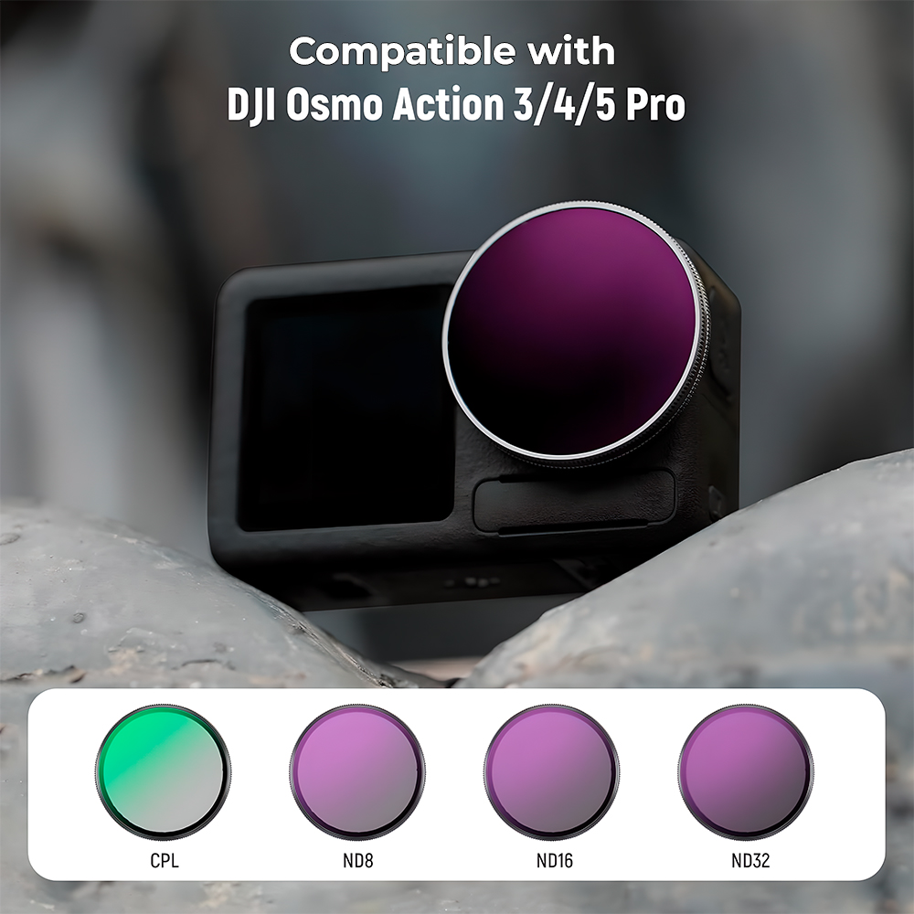 Neewer Kit 4 Filtros CPL ND8 ND16 ND32 DJI Action 3 4 5