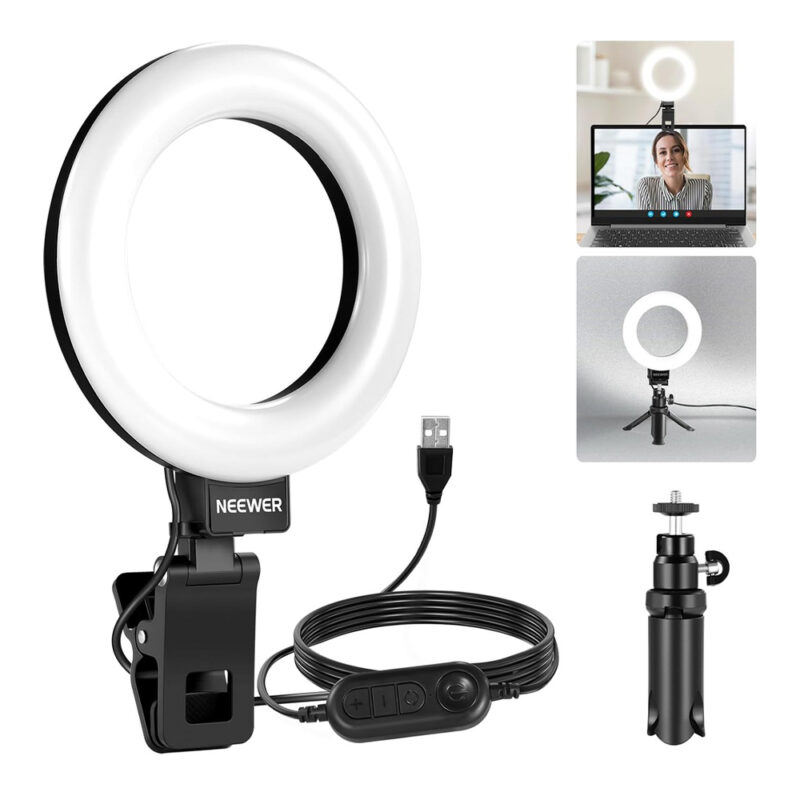 Anel de Luz Ring Light Neewer 5" c/Clip Tripé Live Vídeo