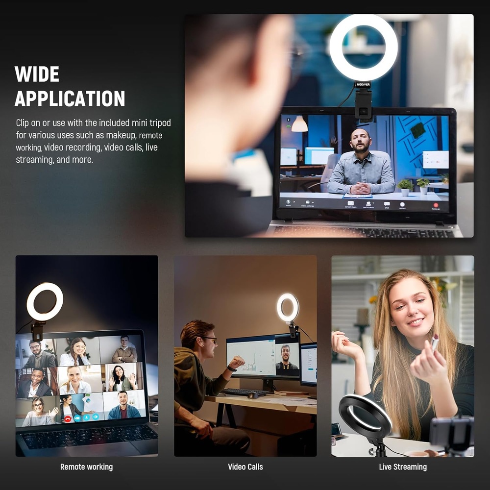 Anel de Luz Ring Light Neewer 5" c/Clip Tripé Live Vídeo