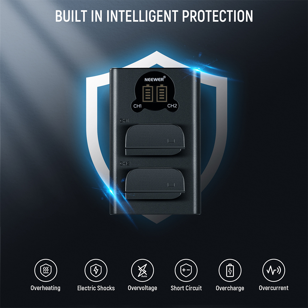 Kit 2 Baterias Neewer DMW-BLK22 com Carregador USB Duplo