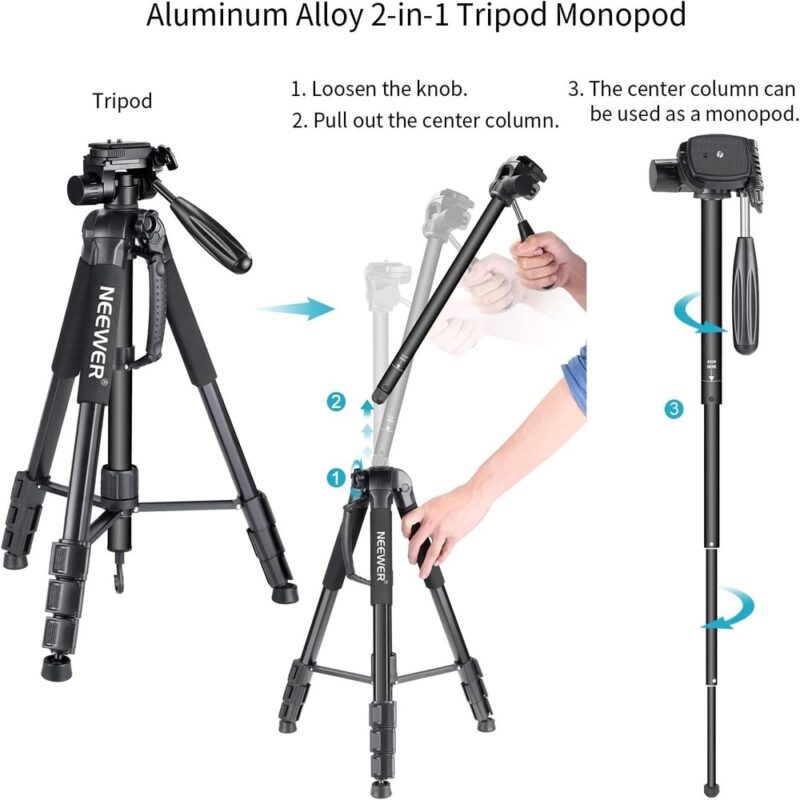 Neewer Tripé Monopé De Câmera Alumínio Cabeça Panorâmica