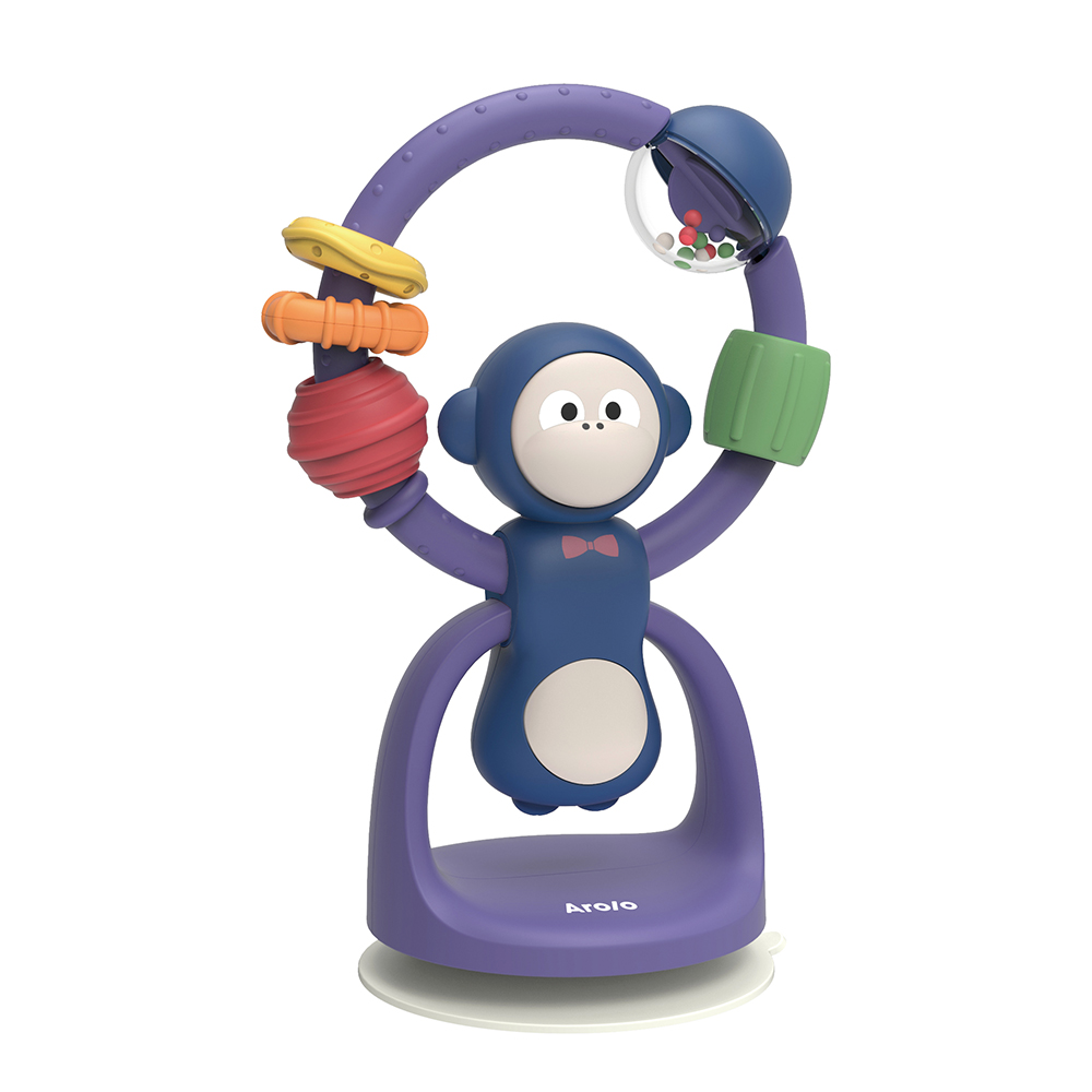 Chocalho Macaco com Ventosa Arolo p/Cadeirão Bebê Roxo