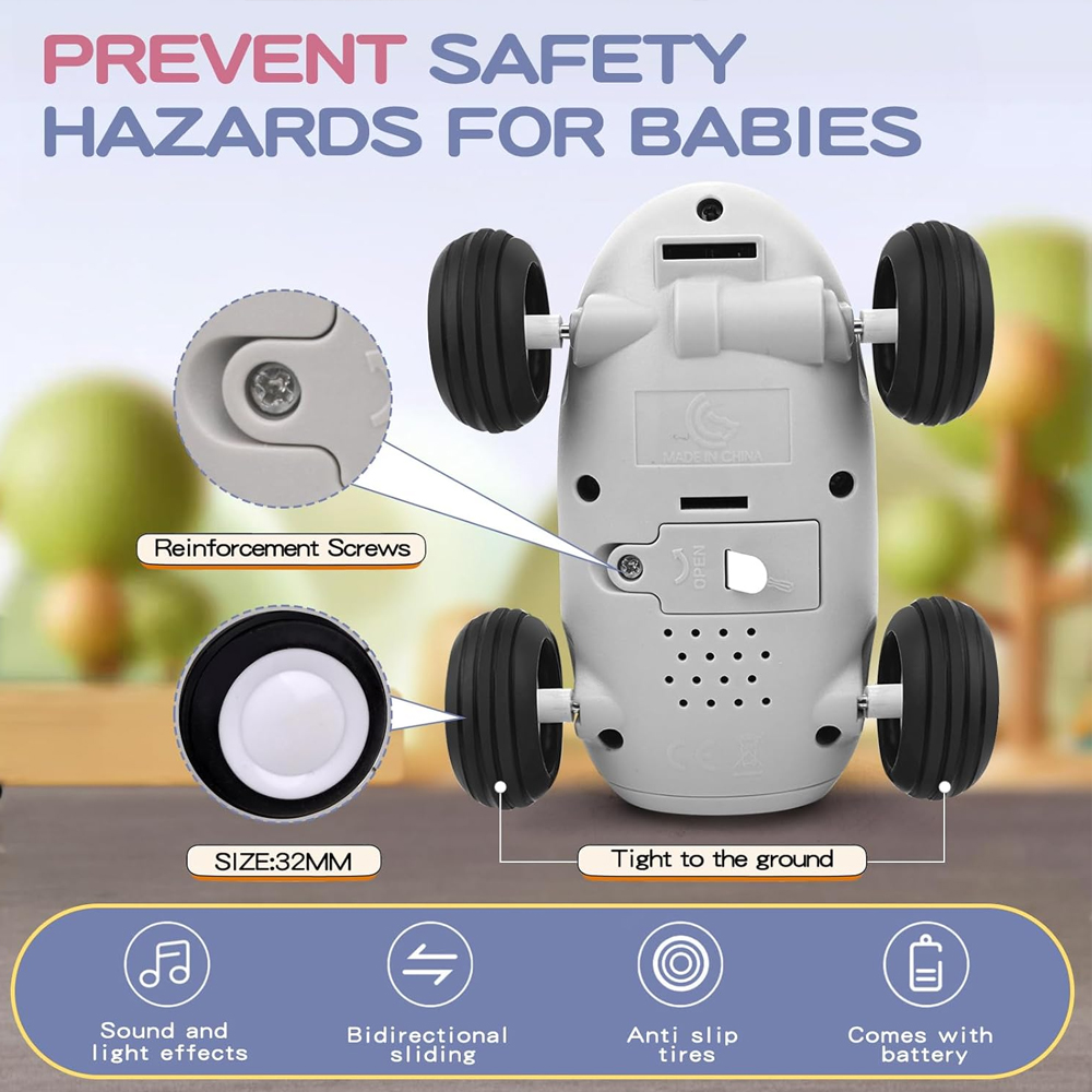 Carrinho Dinossauro Arolo Fricção para Bebê 6meses Cinza