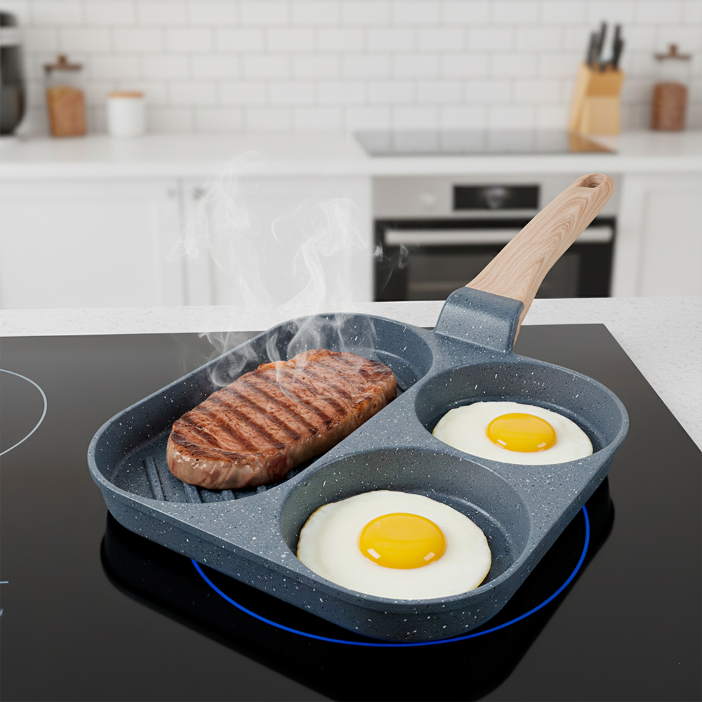 Frigideira Antiaderente 4 Furos Bife Ovo Fogão Indução